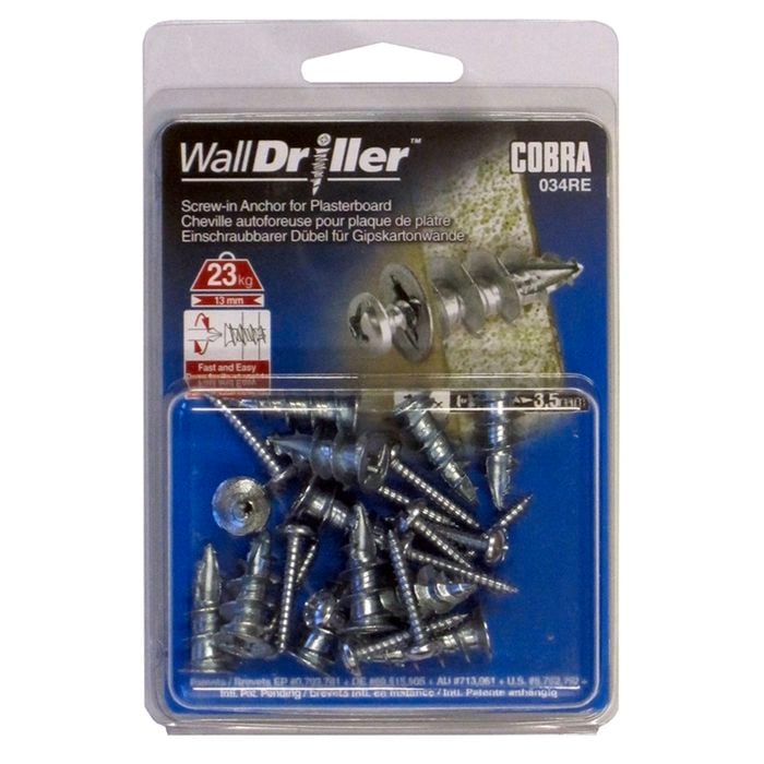 Cobra 3.5mm Wall Driller Zinc Plasterboard Anchors - 12 Pack