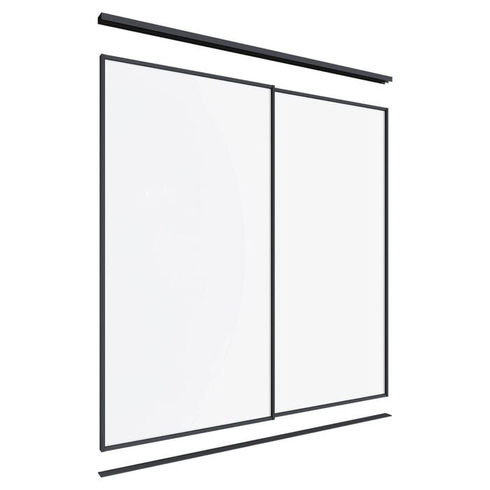 Lugna 2400 x 1801-2400mm Black Optiglass Panels Wardrobe Double Sliding Doors