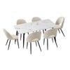 Oikiture 7PCS  Dining Set 120cm Rectangle Dining Table with Dining Chairs Sherpa White
