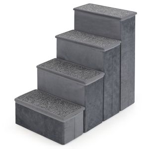 Costway 4-step Dog Stair Non-slip Foldable Pet Ramp Grey