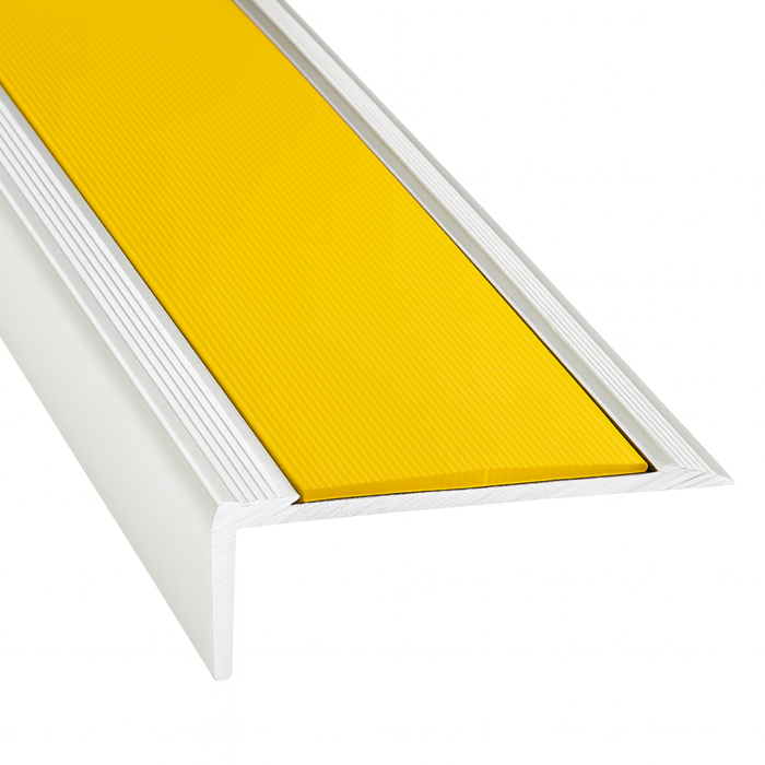 Duratac 1200mm Clear Aluminium Stair Nosing with Yellow Vinyl Insert and Countersunk Holes - 5 Pack