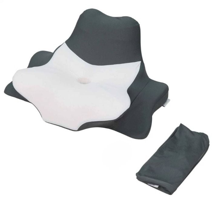 P&P Grey And White Ergonomic Memory Foam Cervical Pillow With Cooling Cover For All Sleep Positions