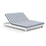 Santorini Aluminium Double Sun Lounge White - Navy Stripe