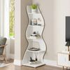 OAKORY 178cm Corner Shelf with Unique Wave Shape Rounded Corners Design for Living Room