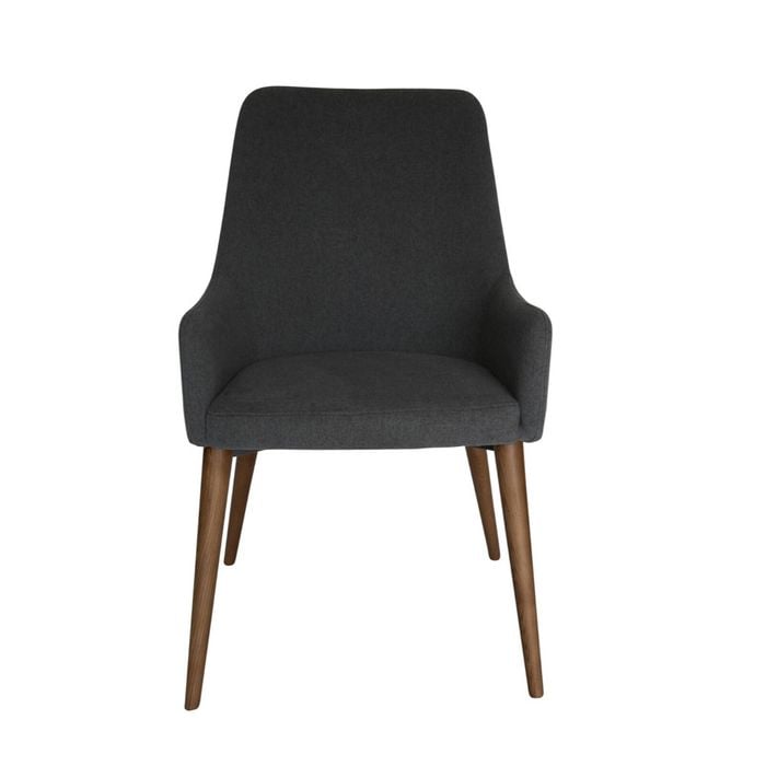 Sk Designer Living | Rio Dining Chair | Walnut Legs - Dark Grey Fabric