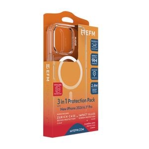 3pc EFM Zurich MagSafe Case, Screen & Lens Protector Set for iPhone 16 Pro