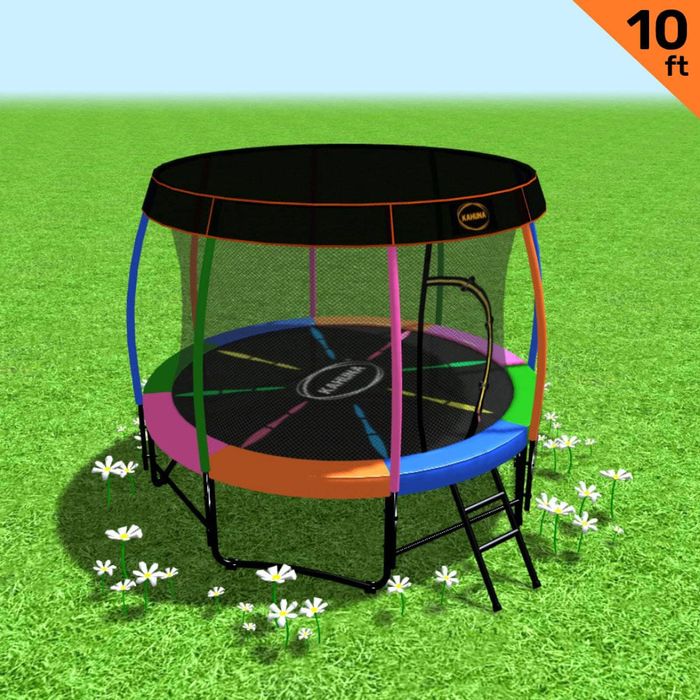 Kahuna Trampoline 10 ft with Roof - Rainbow
