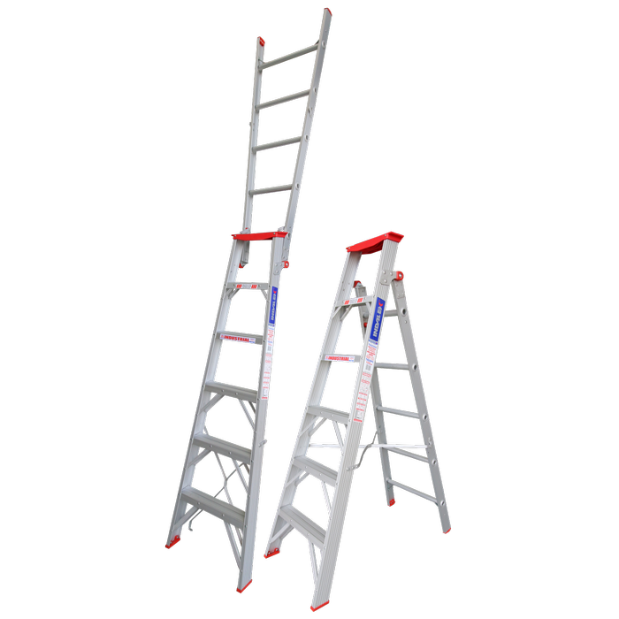 Indalex 1.8 - 3.2m 150kg Industrial Aluminium Tradesman Dual Purpose Step Ladder