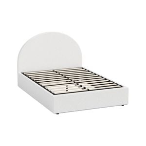 Oikiture Bed Frame King Single Size Gas Lift Base Led Boucle White