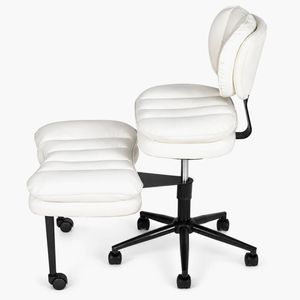 Ufurniture Ergonomic Cross Legged Office Chair Height Adjustable Seat &Lumbar Support White