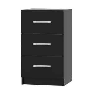 Advwin Bedside Table 3 Drawers 66cm Height Nightstand Storage Cabinet Black