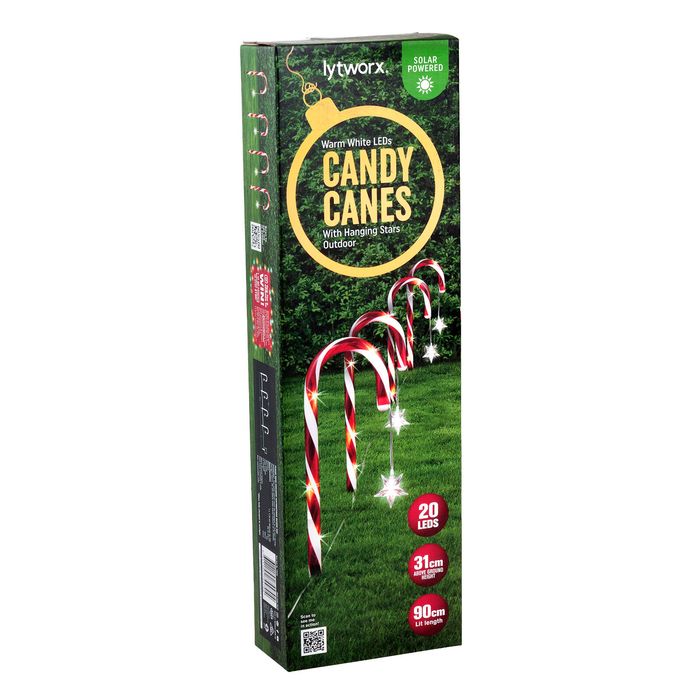 Lytworx Solar Candy Canes With Hanging Star - 4 Pack
