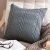 CottonMore Acrylic Knitted Cushion Cover Herringbone Grey 45x45cm