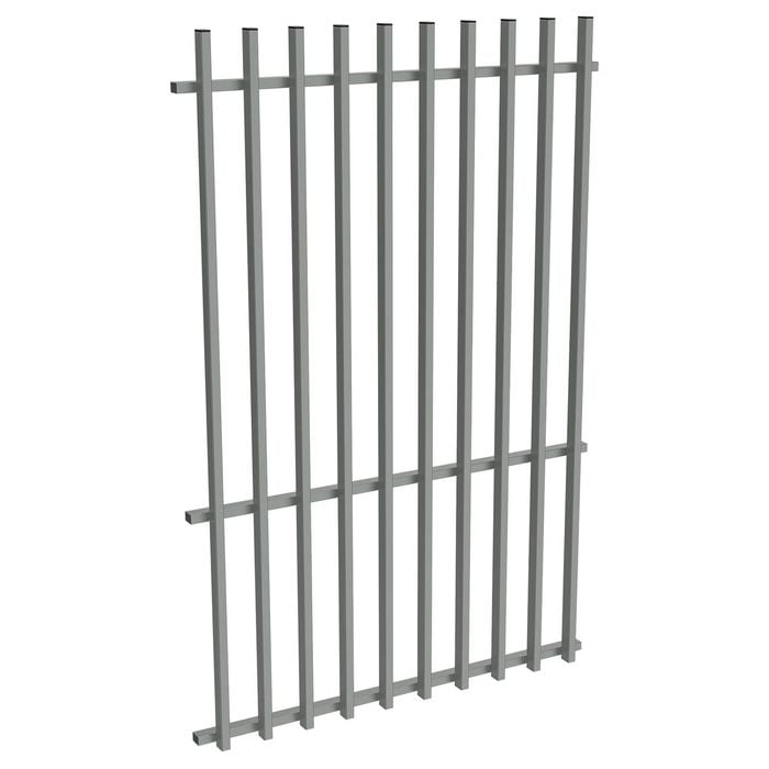 ProtectorAl 0350-1200W x 1800H Palladium Silver Aluminium Batten Pool Fence Panel with Mid Rail