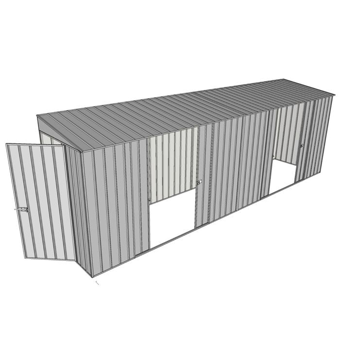 Build-A-Shed 1.2 x 6.0 x 2.0m Skillion Dual Double Sliding Side Doors Shed - Zinc