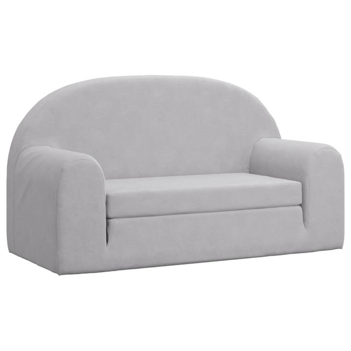 vidaXL Kids' Sofa Bed 2-Seater Light Grey Soft Plush kids' sofa kids' couch