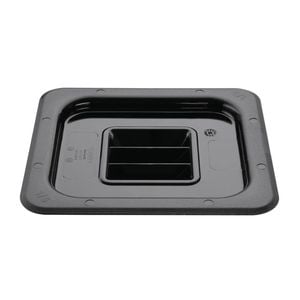 Vogue Polycarbonate Gastronorm Container Lid 1/6 Gn Black 176x162mm Commercial Kitchen Food Storage