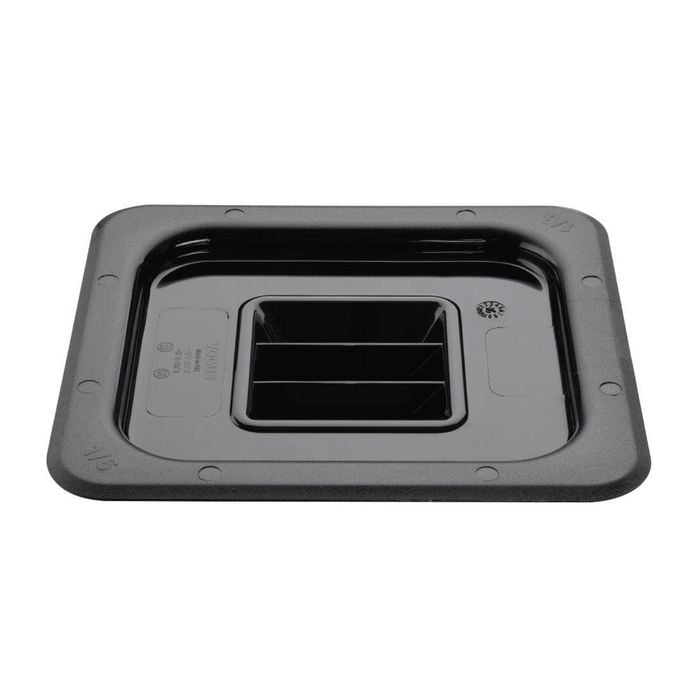 Vogue Polycarbonate Gastronorm Container Lid 1/6 Gn Black 176x162mm Commercial Kitchen Food Storage