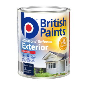 British Paints 4 Seasons Low Sheen Extra Deep Exterior Paint - 1L