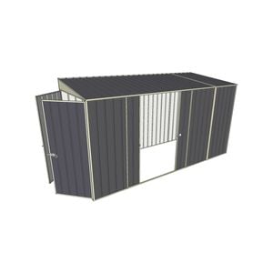 Build-a-Shed 1.5 x 3.7 x 2m Double Sliding Side Door Skillion Shed - Grey