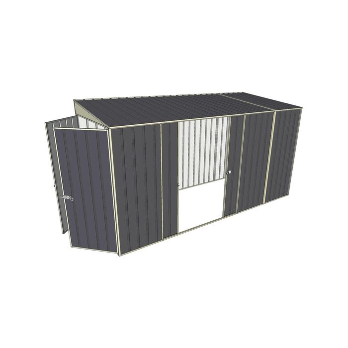 Build-a-Shed 1.5 x 3.7 x 2m Double Sliding Side Door Skillion Shed - Grey