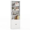 Costway 1.8m Bookcase 6-tier Display Shelf Storage Cabinet W/adjustable Shelf&2 Doors White