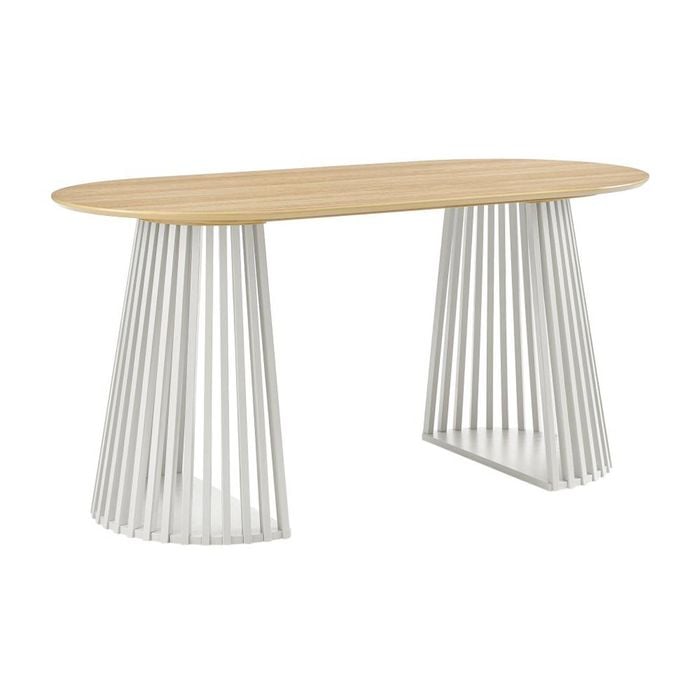Vanessa Oval Rounded Dining Table 160cm White and Oak