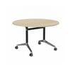 Olg Modulus Flip Table Black And Silver Frame Nordic Maple Top 1200mm Diameter