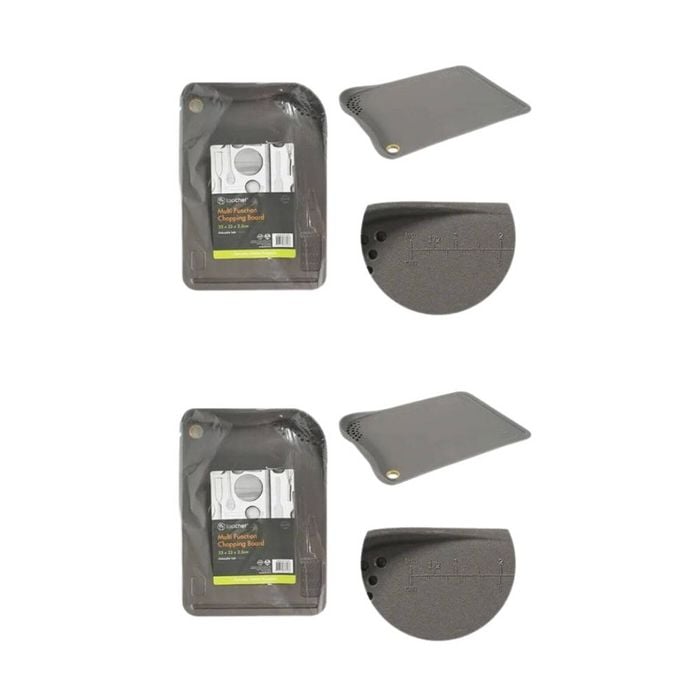 2x Top Chef Multi Function Durable Sleek Nonslip Chopping Board Black 33cm