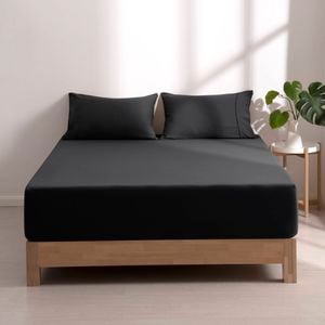 Dreamaker Superfine Washed Microfibre Combo Fitted Sheet Set Black King Single Bed
