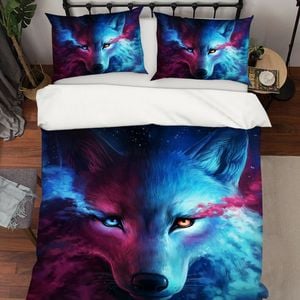 3D Blue Wolf 379 Bed Pillowcases Quilt Queen Size