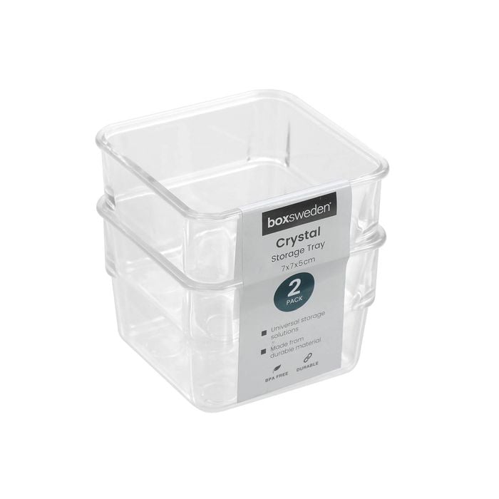 Boxsweden 7.5 x 5.5cm Crystal Mini Storage Tray - 2 Pack