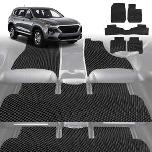 6D Diamond Car Floor Mats for Hyundai Santa Fe 2019-Current-Ultimate Set-Black-Outback GT