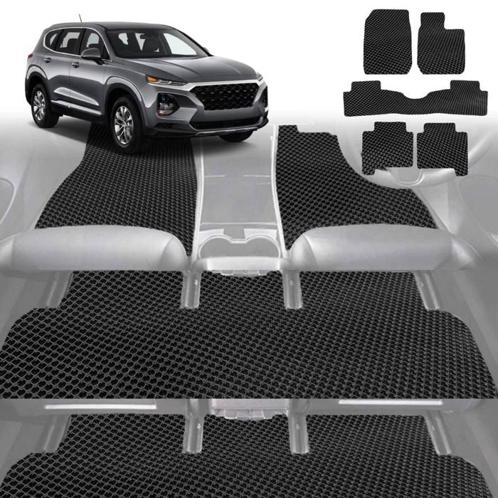 6D Diamond Car Floor Mats for Hyundai Santa Fe 2019-Current-Ultimate Set-Black-Outback GT