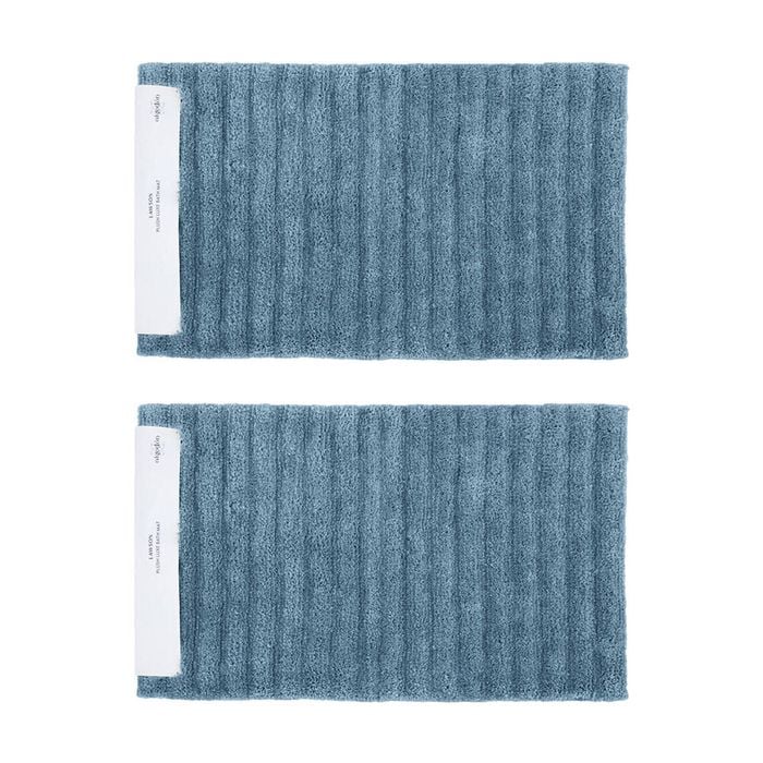 2PK Algodon Lawson Plush Bath Ultra-Soft Floor Mat Denim 50x80cm