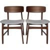 Junny Dining Chairs Set of 2 - Light Grey Seat and Walnut Frame