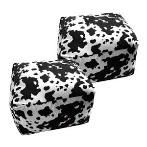 SOGA 2 Pack 55cm Square Pouffe Ottomans 35cm High