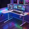 Advwin 140cm L Shaped Computer Gaming Desk with RGB LED Light White
