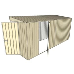 Build-a-Shed 1.5 x 4.5 x 2.0m Tunnel Shed Tunnel Hinged Door +1 Hinged Side Door - Cream