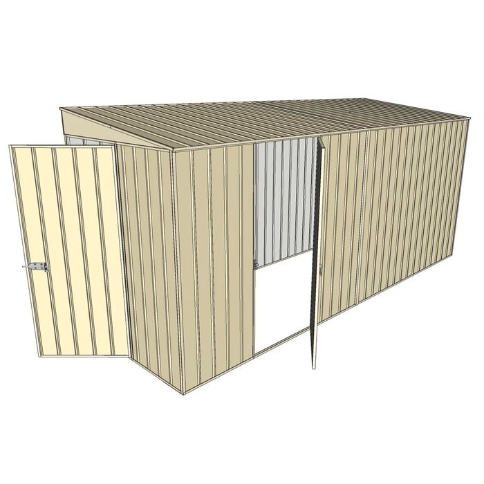 Build-a-Shed 1.5 x 4.5 x 2.0m Tunnel Shed Tunnel Hinged Door +1 Hinged Side Door - Cream