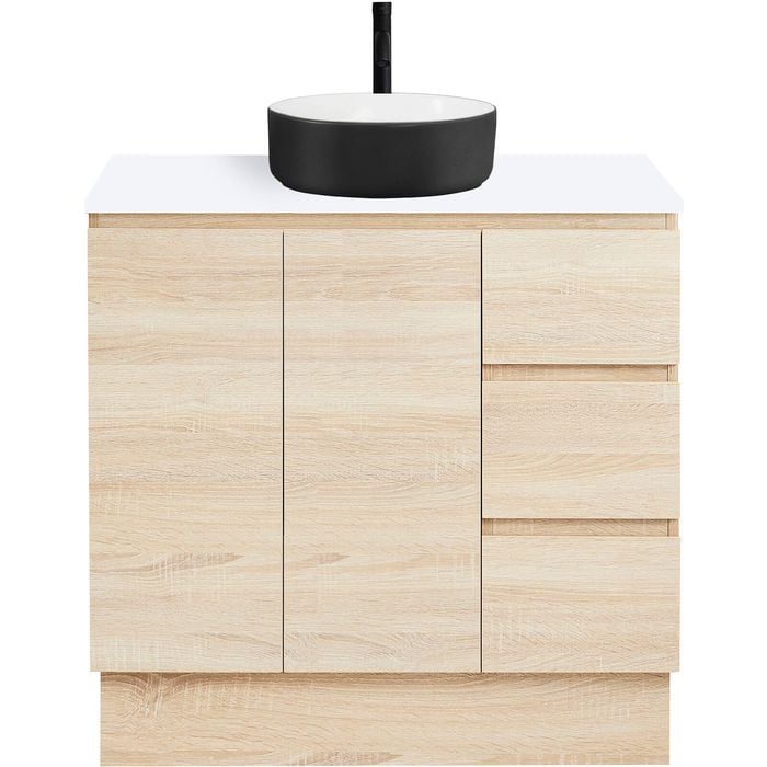 CIBO 900mm Coast Veneer Nordic Full Height Bathroom Vanity With Black And White Basin