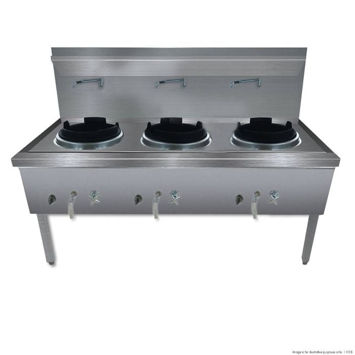 Gasmax Stainless Steel Waterless Nature Gas Triple Wok  - Woks (ww-3n)