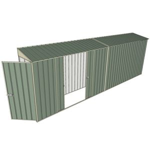 Build-a-Shed 0.8 x 6 x 2m Single Hinged Door Skillion Shed with Double Sliding Side Doors - Green