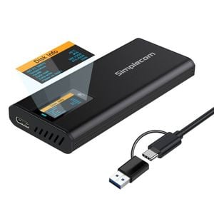 Simplecom SE530 NVMe / SATA M.2 SSD to USB-C Enclosure with SMART LED Screen USB 3.2 Gen 2 10Gbps
