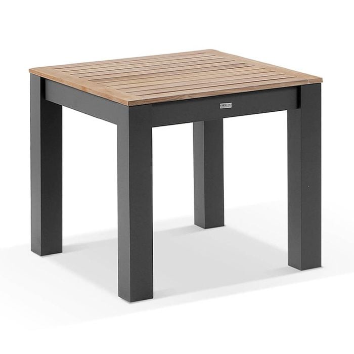 Balmoral 90cm Square Teak Top Aluminium Dining Table Charcoal