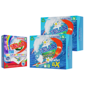 TBLUE Twin Pack Laundry Sheets + Color Grabber Bundle - Ocean 50 Loads