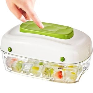 Catzon Silicone Ice Cube Tray with Lid Easy Release for Cocktails-Green