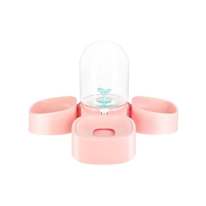 Pakeway Mangosteen Pet Dual Feeding Water Bowl Pink
