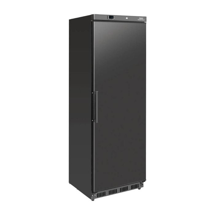 Nisbets Essentials Upright Freezer Essentials Single Door Black 365ltr 1855x600x595mm Commercial Kitchen Storage