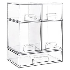 Catzon Stackable Storage Drawers Clear Plastic Organizer